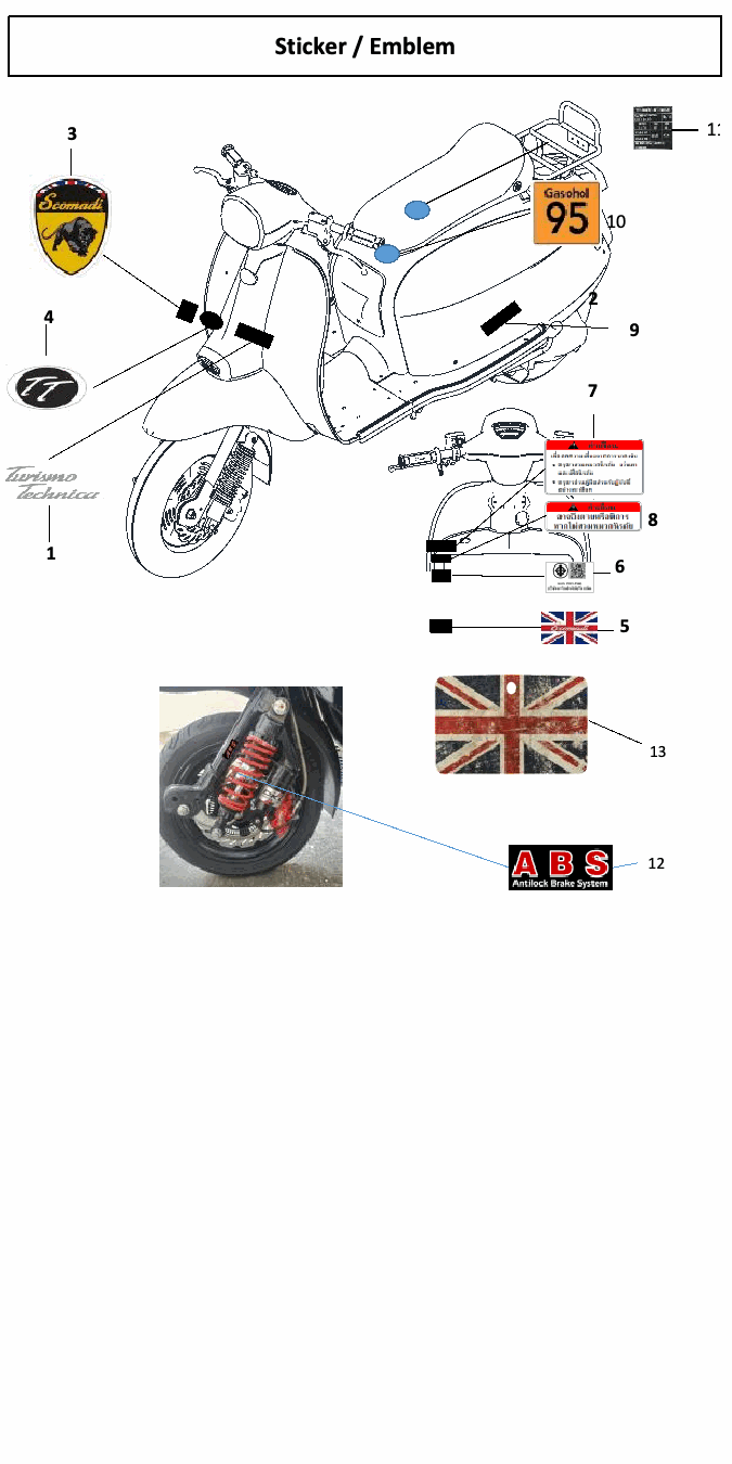 Scomadi TT200 / TL200 original parts reference diagram, source page 49