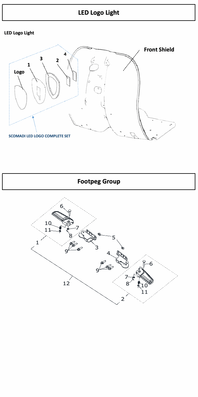 Scomadi TT200 / TL200 original parts reference diagram, source page 55