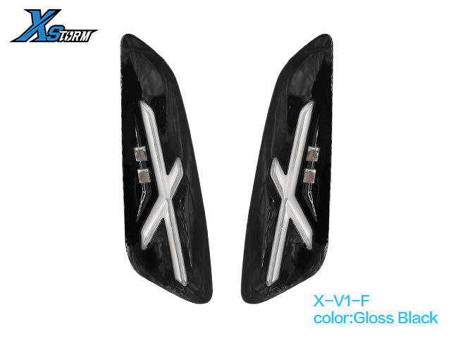 XSTORM X-V1 Front LED Turn Signals – Vespa Primavera / Sprint 150 – Gloss Black left/right pair