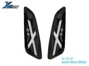 XSTORM X-V1 Front LED Turn Signals – Vespa Primavera / Sprint 150 – Gloss Black left/right pair