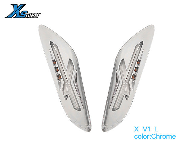 XSTORM X-V1 Rear LED Turn Signals – Vespa Primavera / Sprint 150 – Chrome left/right pair